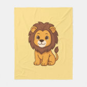 黄色の可愛いキャラクターのライオン フリースブランケット (正面)