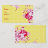 黄色の名刺にピンクのバラ 名刺 (正面/裏面)