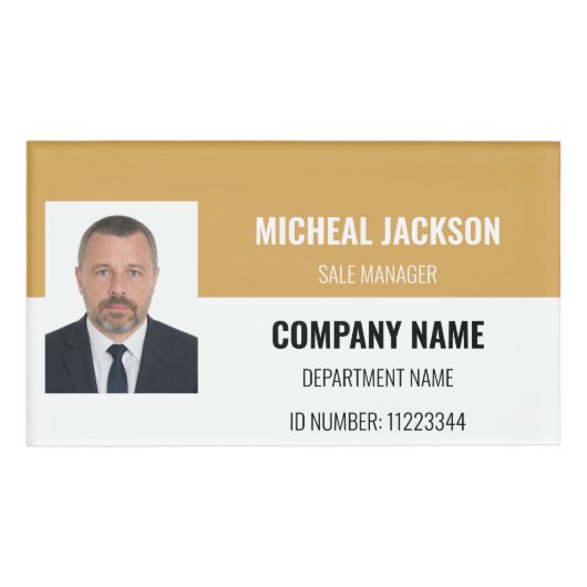 黄色の名前タグ 名札 (正面)