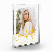 黄色の名門私立校風のスクリプトの卒業 フォトブロック (左)