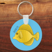 黄色の唐魚漫画イラストレーション キーホルダー (正面)