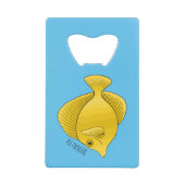 黄色の唐魚漫画イラストレーション クレジットカード栓抜き (正面)