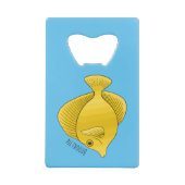 黄色の唐魚漫画イラストレーション クレジットカード栓抜き (裏面)