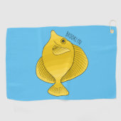 黄色の唐魚漫画イラストレーション ゴルフタオル (横)