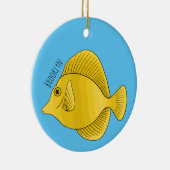 黄色の唐魚漫画イラストレーション セラミックオーナメント (右)