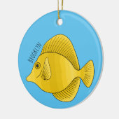 黄色の唐魚漫画イラストレーション セラミックオーナメント (左)