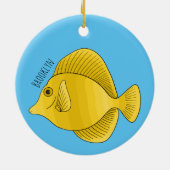 黄色の唐魚漫画イラストレーション セラミックオーナメント (裏面)
