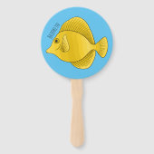 黄色の唐魚漫画イラストレーション ハンドファン (裏面)