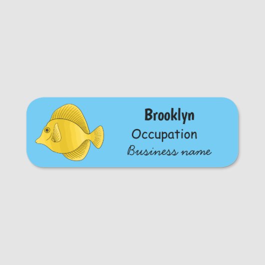 黄色の唐魚漫画イラストレーション 名札 (正面)