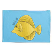 黄色の唐魚漫画イラストレーション 枕カバー (裏面)