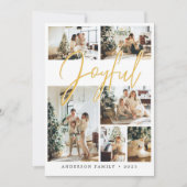 黄色の喜びクリスマス書道家族の写真 シーズンカード (正面)