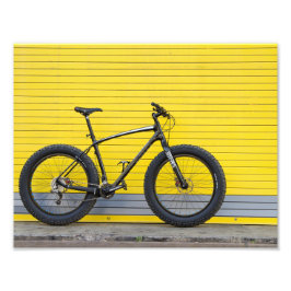黄色の壁に脂肪の自転車 フォトプリント           
