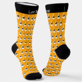 黄色の変倍可能なエレキギターのパターン ソックス (傾斜あり)