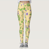 黄色の夏のレギンスと水彩のスミレ レギンス (正面)
