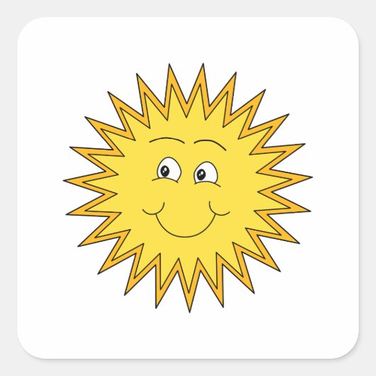 黄色の夏の太陽と幸せな顔。 スクエアシール (正面)