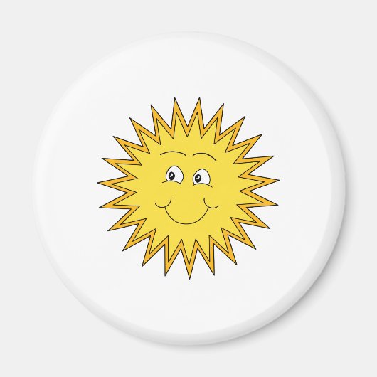 黄色の夏の太陽と幸せな顔。 マグネット (正面)