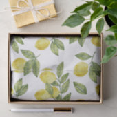 黄色の夏の水の色のレモンと緑の葉色の 薄葉紙 (ギフト)