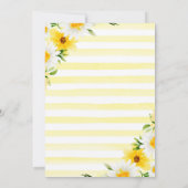 黄色の夏の花と金ゴールドフレーム赤ちゃんシャワー 招待状 (裏面)