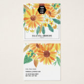 黄色の夏ヒマワリのロゴイヤリング表示カード (正面&裏面)