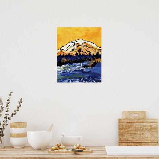 黄色の夕日 ポスター (キッチン)