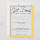 黄色の夕食のパーティの招待状 招待状 (正面)