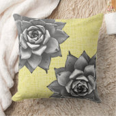 黄色の多肉質の水色 クッション (ブランケット)