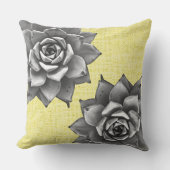 黄色の多肉質の水色 クッション (正面)