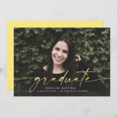 黄色の大学院生向けスクリプト卒業発表 招待状 (正面/裏面)