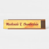 黄色の大理石抽象芸術（スクリプト内の名前あり） デスクネームプレート (正面)