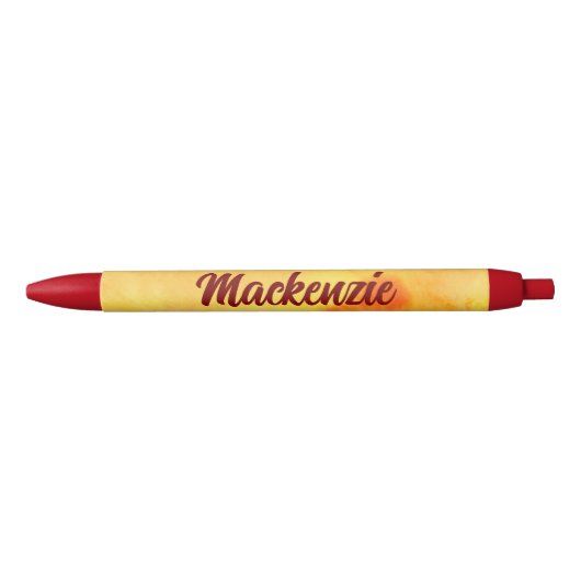 黄色の大理石抽象芸術（スクリプト内の名前あり） 黒ボールペン (正面)