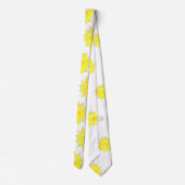 黄色の太陽の水色パターン ネクタイ (裏面)