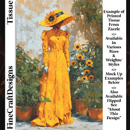 黄色の女性とSunflower Hat DT1R Decopage 薄葉紙