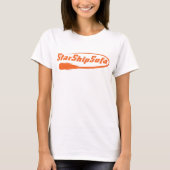 黄色の女性StarShipSofa文字のオレンジ Tシャツ (正面)