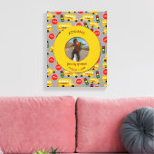 黄色の学校バス学校の最初の日カスタム写真 キャンバスプリント (インサイチュ (リビング))