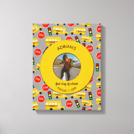 黄色の学校バス学校の最初の日カスタム写真 キャンバスプリント