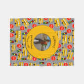 黄色の学校バス学校の最初の日カスタム写真 フリースブランケット (正面(横))