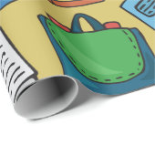 黄色の学校用品とシームレスなパターン ラッピングペーパー (ロールコーナー)