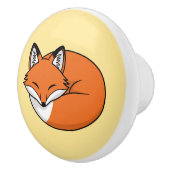 黄色の寝ている漫画のキツネ セラミックノブ (右)