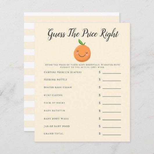 黄色の小さなかわいこちゃん赤ちゃんシャワー価格を推測 (正面/裏面)