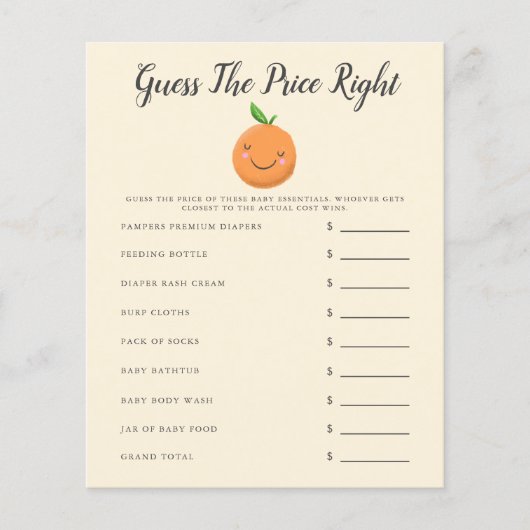 黄色の小さなかわいこちゃん赤ちゃんシャワー価格を推測 (正面)