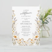 黄色の小さな野生の花の赤ちゃんシャワー 招待状 (スタンド正面)