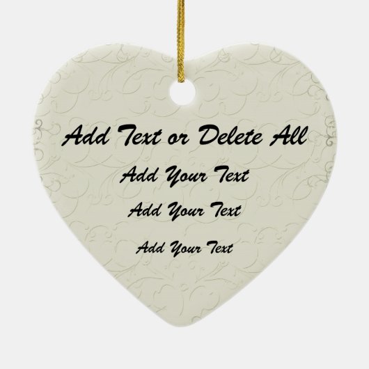 黄色の小児癌のリボンからのハート- SR セラミックオーナメント (裏面)