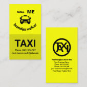 黄色の層かわいい笑顔タクシー顔タクシー運転手 名刺 (正面/裏面)