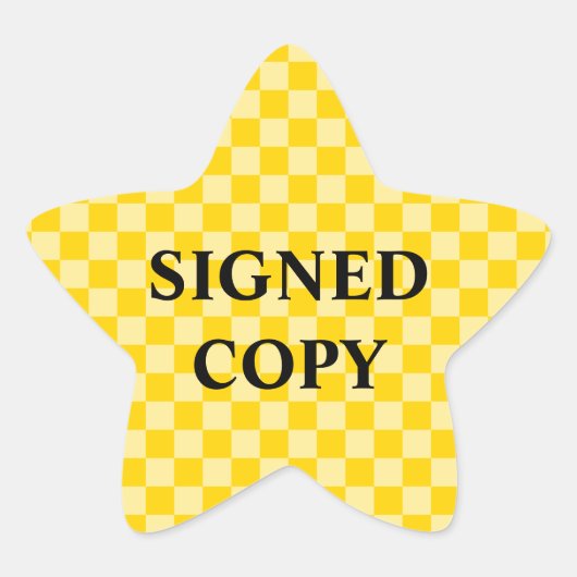 黄色の市松模様に金ゴールド署名コピー 星シール (正面)