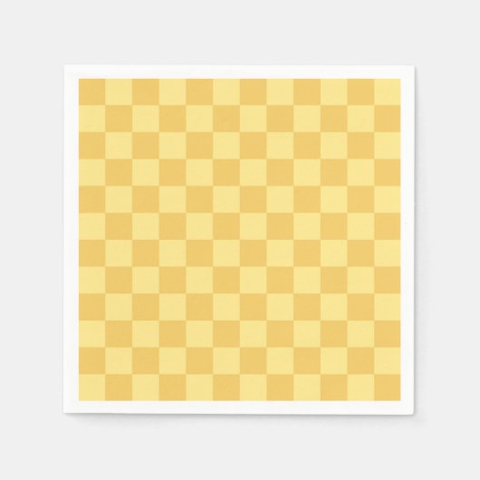 黄色の市松模様 スタンダードカクテルナプキン (正面)