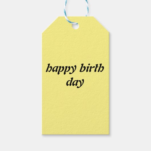黄色の幸せな誕生の日ギフトタージュ ギフトタグ (正面)