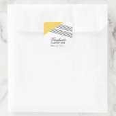 黄色の幾何学的ストライプな卒業ステッカー スクエアシール (バッグ)