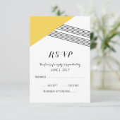 黄色の幾何学的ストライプな応答カード 出欠カード (スタンド正面)