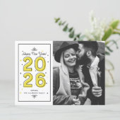 黄色の幾何学的タイポグラフィ2025年新年 シーズンカード (スタンド正面)