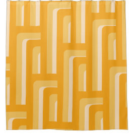 黄色の幾何学的パターン シャワーカーテン